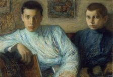Portrait of Boris and Alexander Pasternak, 1905. Artist: Pasternak, Leonid Osipovich (1862-1945)