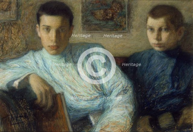 Portrait of Boris and Alexander Pasternak, 1905. Artist: Pasternak, Leonid Osipovich (1862-1945)