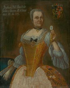 Portrait of Barbora Horváthová-Stancicová holding a watch, aged 23, c1759. Creator: Ján Gottlieb Kramer