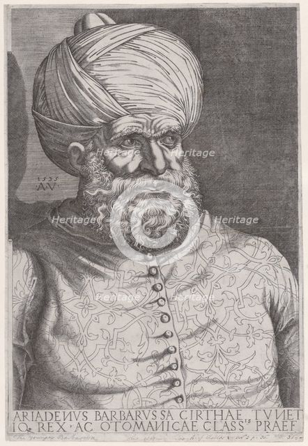 Portrait of Barbarossa, 1535. Creator: Agostino Veneziano.
