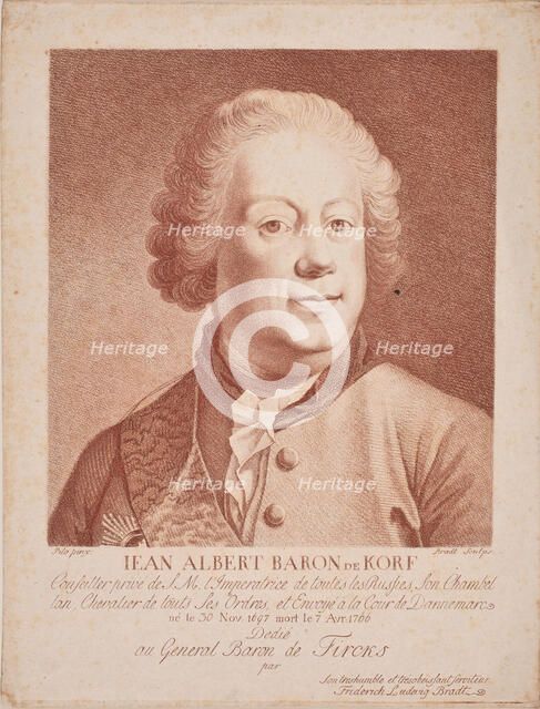Portrait of Baron Johann Albrecht von Korff (1697-1766) , Mid of the 18th cen. Creator: Bradt, Frederik Ludvig (1747-1829).