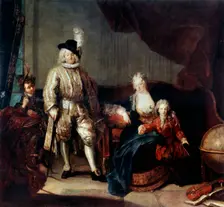 Portrait of Baron von Erlach with his Family c1710. Artist: Antoine Pesne