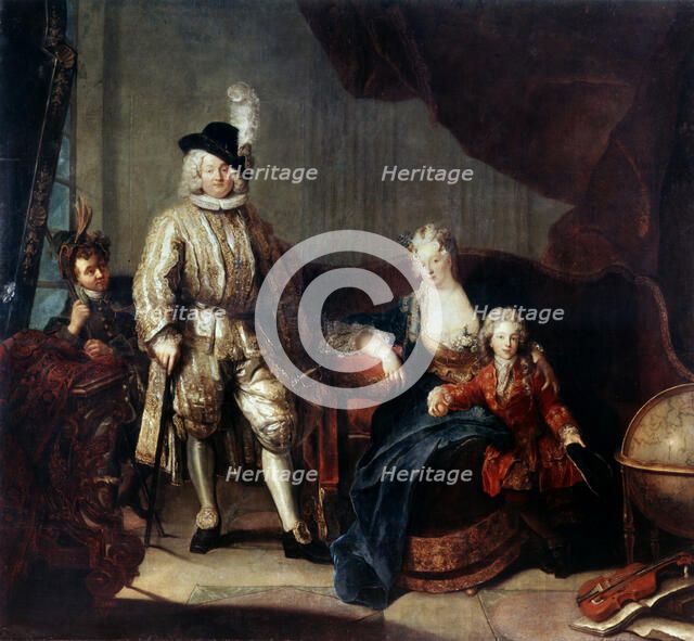 'Portrait of Baron von Erlach with his Family', c1710. Artist: Antoine Pesne