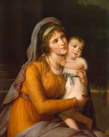 Portrait of Baroness Anna Sergeyevna Stroganova (1765-1824) with Her Son, c. 1800. Artist: Vigée-Lebrun, Marie Louise Elisabeth (1755-1842)
