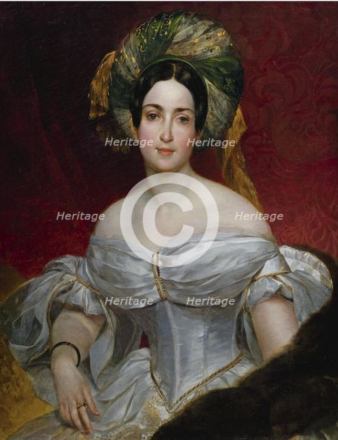 Portrait of Baroness Aurora Charlotta Demidova, née Stjernvall (1808-1902), 1837. Artist: Briullov, Karl Pavlovich (1799-1852)
