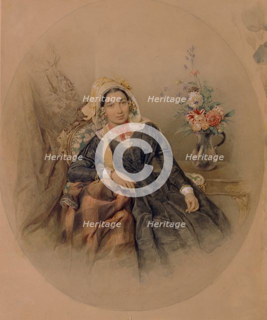 Portrait of Baroness Iuliania Ivanovna Klodt von Jürgensburg, 1845. Artist: Sokolov, Pyotr Fyodorovich (1791-1848)