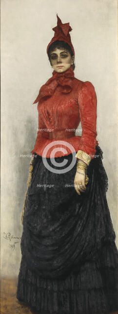 Portrait of Baroness Varvara Ikskul von Hildenbandt (1850-1928), 1889. Artist: Repin, Ilya Yefimovich (1844-1930)
