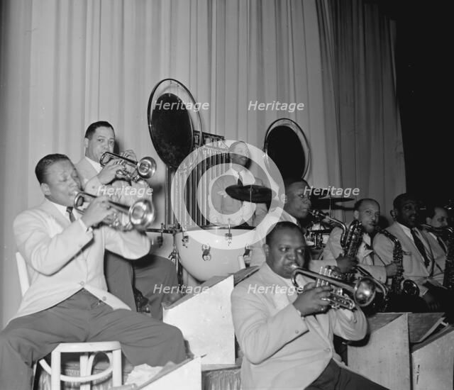 Portrait of Barney Bigard, Ben Webster, Otto..., Howard Theater(?), Washington, D.C., 1938. Creator: William Paul Gottlieb.