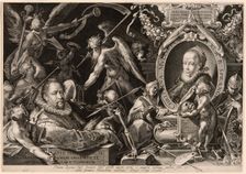 Portrait of Bartolomaeus Spranger with an Allegory of the Death of His Wife, Christina Müller,1600. Creator: Aegidius Sadeler II