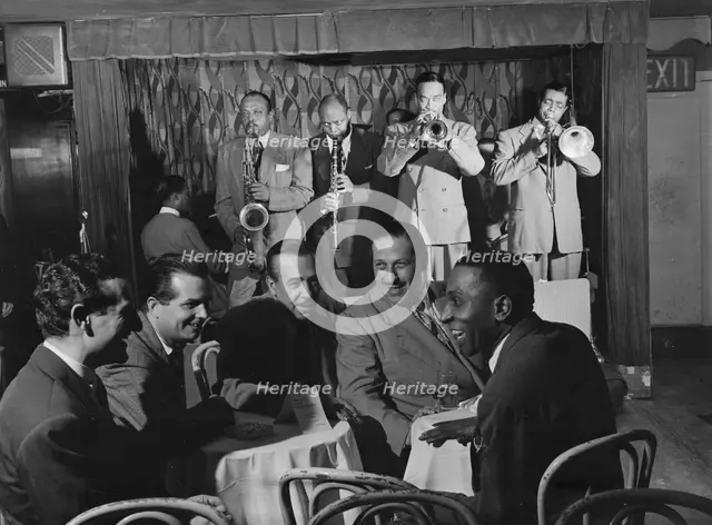 Portrait of Ben Webster, Eddie (Emmanuel) Barefield, Buck Clayton, Benny Morton...N.Y., 1947. Creator: William Paul Gottlieb.