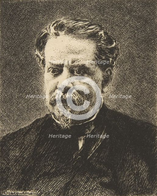 Portrait of Benjamin Fillon, 1876. Creator: Felix Bracquemond.