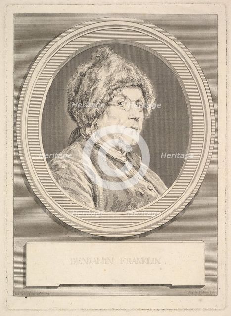 Portrait of Benjamin Franklin, 1777. Creator: Augustin de Saint-Aubin.