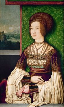 Portrait of Bianca Maria Sforza (1472-1510), the second wife of Maximilian I, Holy Roman Emperor, ca Artist: Strigel, Bernhard (ca 1460-1528)