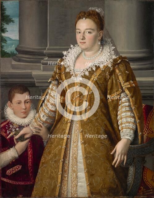 Portrait of Bianca Cappello (1548-1587), Grand Duchess of Tuscany with Her Son , ca 1580-1585. Creator: Allori, Alessandro (1535-1607).