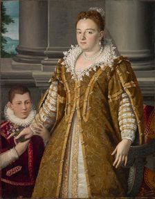 Portrait of Bianca Cappello (1548-1587), Grand Duchess of Tuscany with Her Son , ca 1580-1585. Creator: Allori, Alessandro (1535-1607)