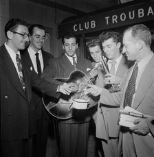 Portrait of Bill (Buddy) De Arango, Terry Gibbs, and Harry Biss, Club Troubadour, New York, 1946. Creator: William Paul Gottlieb