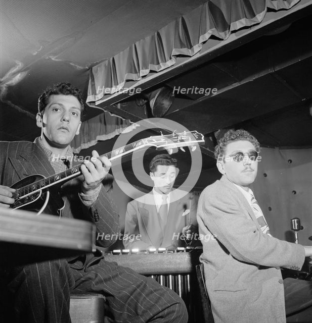 Portrait of Bill (Buddy) De Arango, Terry Gibbs, and Harry Biss, Three Deuces, N.Y., ca. June 1947. Creator: William Paul Gottlieb.