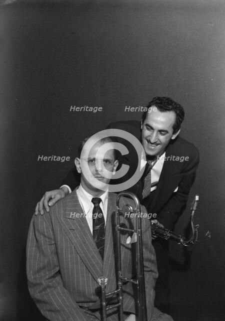 Portrait of Bill Harris and Charlie Ventura, William P. Gottlieb's home..., N.Y., 1947. Creator: William Paul Gottlieb.