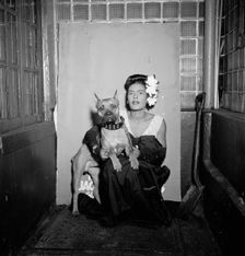 Portrait of Billie Holiday and Mister, Downbeat, New York, N.Y., ca. Feb. 1947. Creator: William Paul Gottlieb