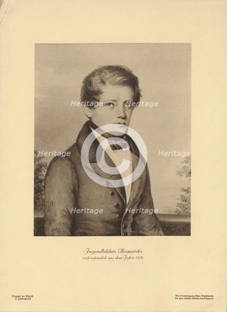 Portrait of Bismarck as a youth, probably from 1836, 1890. Creator: Anonymous.