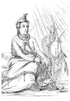 Portrait of Black Moccasin Chief of the Minnetarees, 1841.Artist: Myers and Co