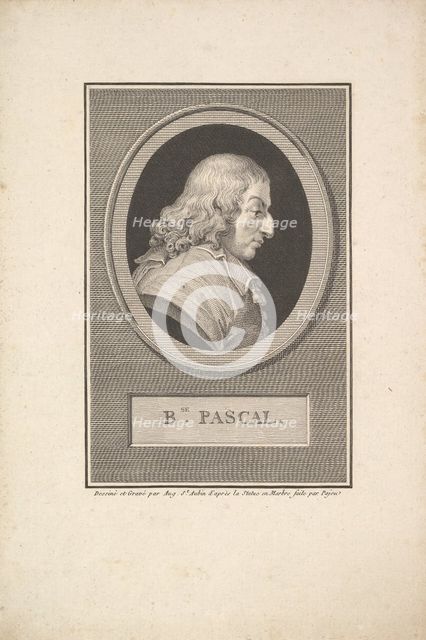 Portrait of Blaise Pascal, 1802. Creator: Augustin de Saint-Aubin.