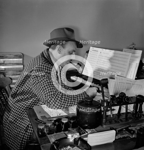 Portrait of Brick Fleagle in his home, New York, N.Y., 1946. Creator: William Paul Gottlieb.