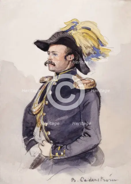 Portrait of Bror Cederström in uniform. (c1850s). Creator: Fritz von Dardel.