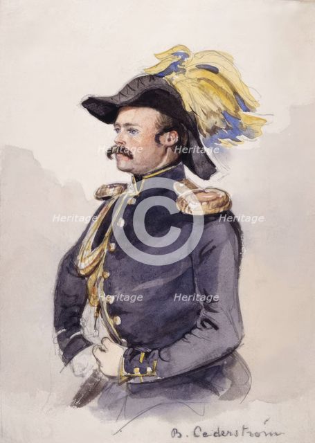 Portrait of Bror Cederström in uniform. (c1850s). Creator: Fritz von Dardel.