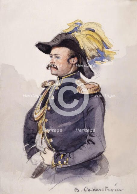 Portrait of Bror Cederström in uniform. (c1850s). Creator: Fritz von Dardel.
