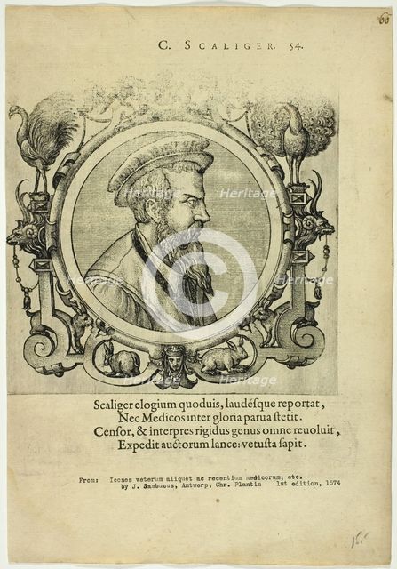 Portrait of C. Scaliger, published 1574. Creators: Unknown, Johannes Sambucus.