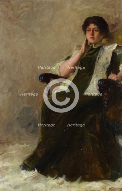 Portrait of Gabriela Zapolska, wife of Stanislaw Janowski, c1900. Creator: Stanislaw Janowski.