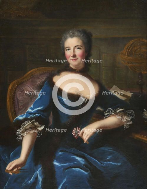 Portrait of Gabrielle Émilie Le Tonnelier de Breteuil, marquise du Châtelet (1706-1749), ca 1748. Creator: Loir, Marianne (1715-1769).
