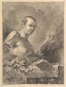 Portrait of G.B. Piranesi in imitation of an antique bust, from Opere varie di Architettur..., 1750. Creator: Francesco Polanzani