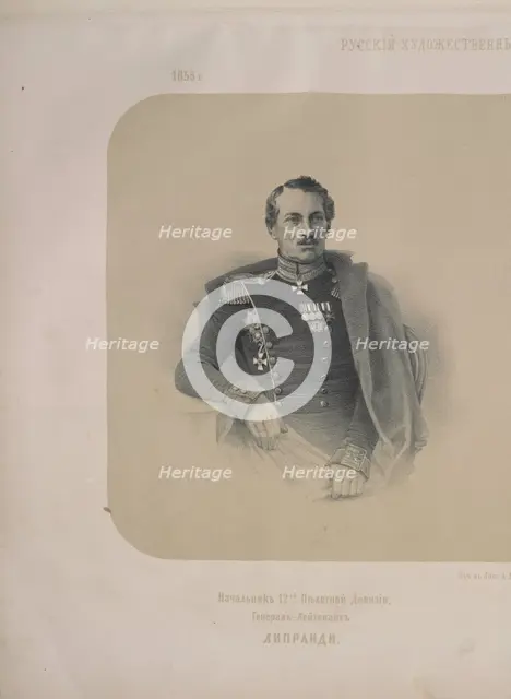 Portrait of General Pavel Petrovich Liprandi (1796-1864), 1855. Creator: Timm, Wassili (George Wilhelm) (1820-1895).
