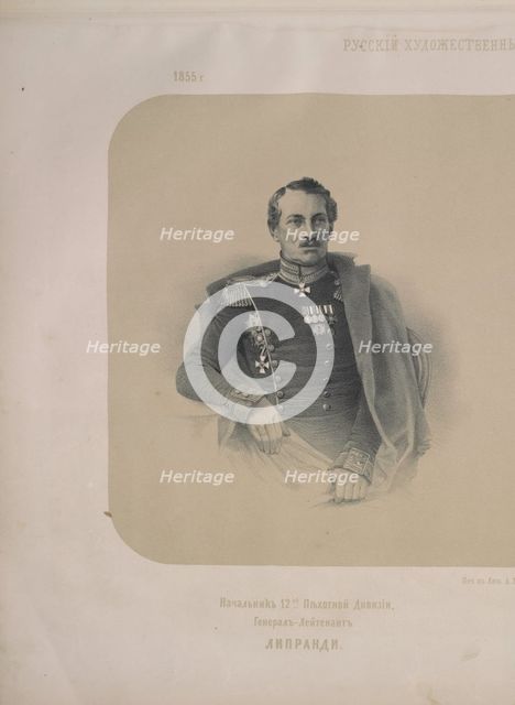 Portrait of General Pavel Petrovich Liprandi (1796-1864), 1855. Creator: Timm, Wassili (George Wilhelm) (1820-1895).
