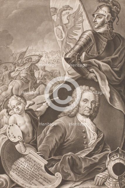 Portrait of Georg Philipp Rugendas (1666-1742), c. 1745. Creator: Haid, Johann Gottfried (1710-1776).