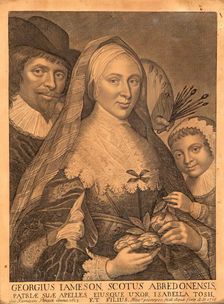 Portrait of George Jamesone with his wife Isabella Tosh and son Alexander, 1623. Creator: George Jamesone