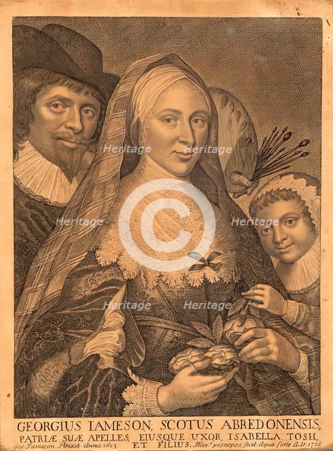 Portrait of George Jamesone with his wife Isabella Tosh and son Alexander, 1623. Creator: George Jamesone.