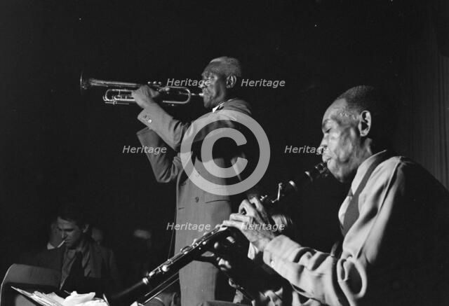 Portrait of George Lewis and Bunk Johnson, Stuyvesant Casino, New York, N.Y., ca. June 1946. Creator: William Paul Gottlieb.