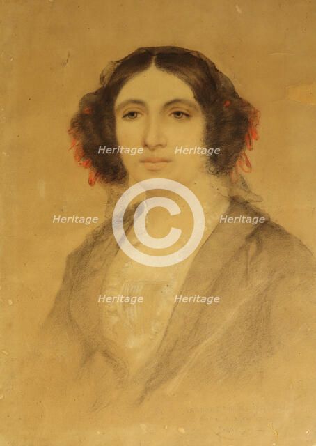 Portrait of George Sand, 1840. Creator: Anonymous.