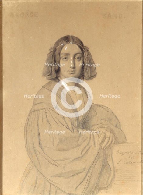 Portrait of George Sand, 1837. Creator: Calamatta, Luigi (1802-1869).