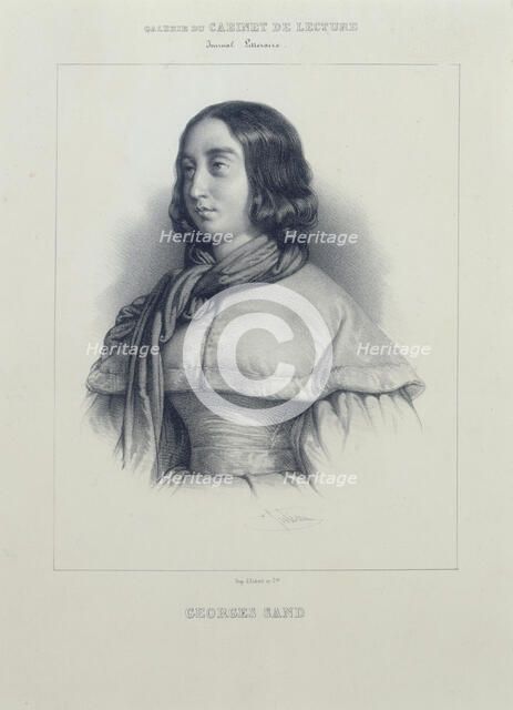 Portrait of George Sand. Creator: Julien, Bernard Romain (1802-1871).