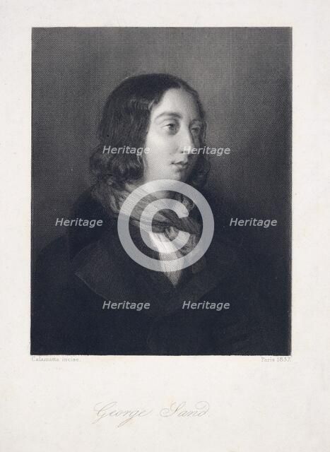 Portrait of George Sand, pub. 1837.  Creator: Luigi Calamatta (1802 - 1869).