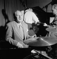 Portrait of George Wettling, Museum of Modern Music program, ABC studio, N.Y., ca. May 1947. Creator: William Paul Gottlieb