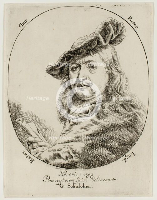 Portrait of Gerard Dou, the Painter, 1660/80. Creator: Godfried Schalcken.