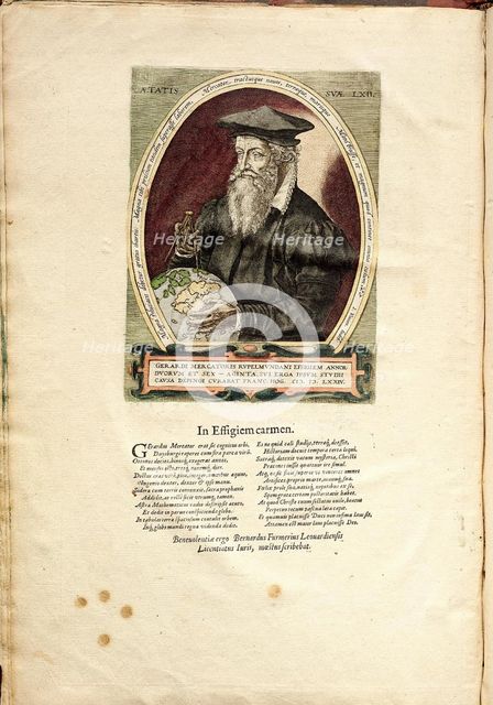 Portrait of Gerardus Mercator (1512-1594) aged 62. Artist: Hogenberg, Frans (1535-1590)