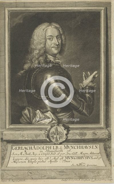 Portrait of Gerlach Adolph von Münchhausen (1688-1770) , 1738. Creator: Fritzsch, Christian Friedrich (ca. 1719-before 1774).