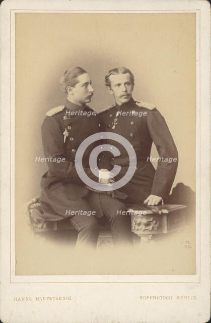 Portrait of German Emperor Wilhelm II (1859-1941), King of Prussia, with his brother Prince Henry of Creator: Hanfstaengl, Hanns (Johann) (1820-1885).