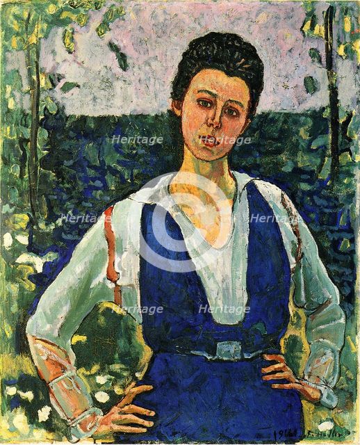 Portrait of Gertrud Müller in the garden, 1916.